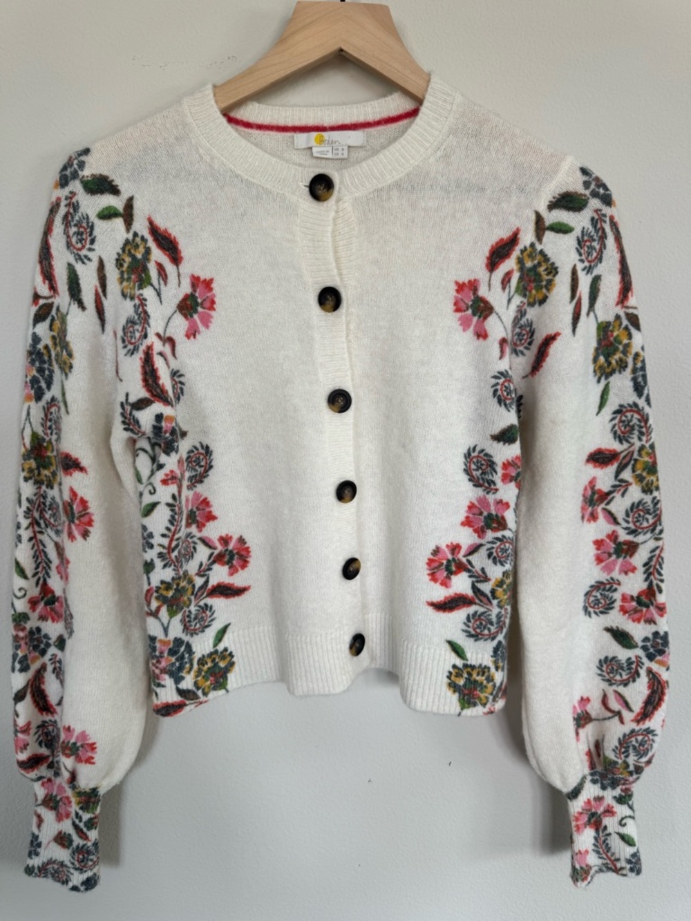 Boden Floral Cardigan Sweater Wool Alpaca Blend Button Front Boho Cottagecore 4